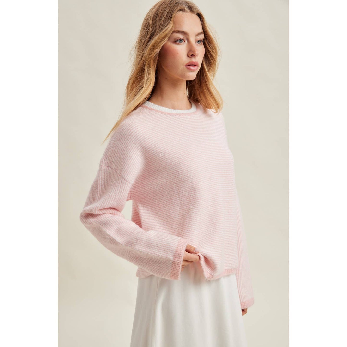 STRIPE DROP SHOULDER SWEATER / WL26-12702