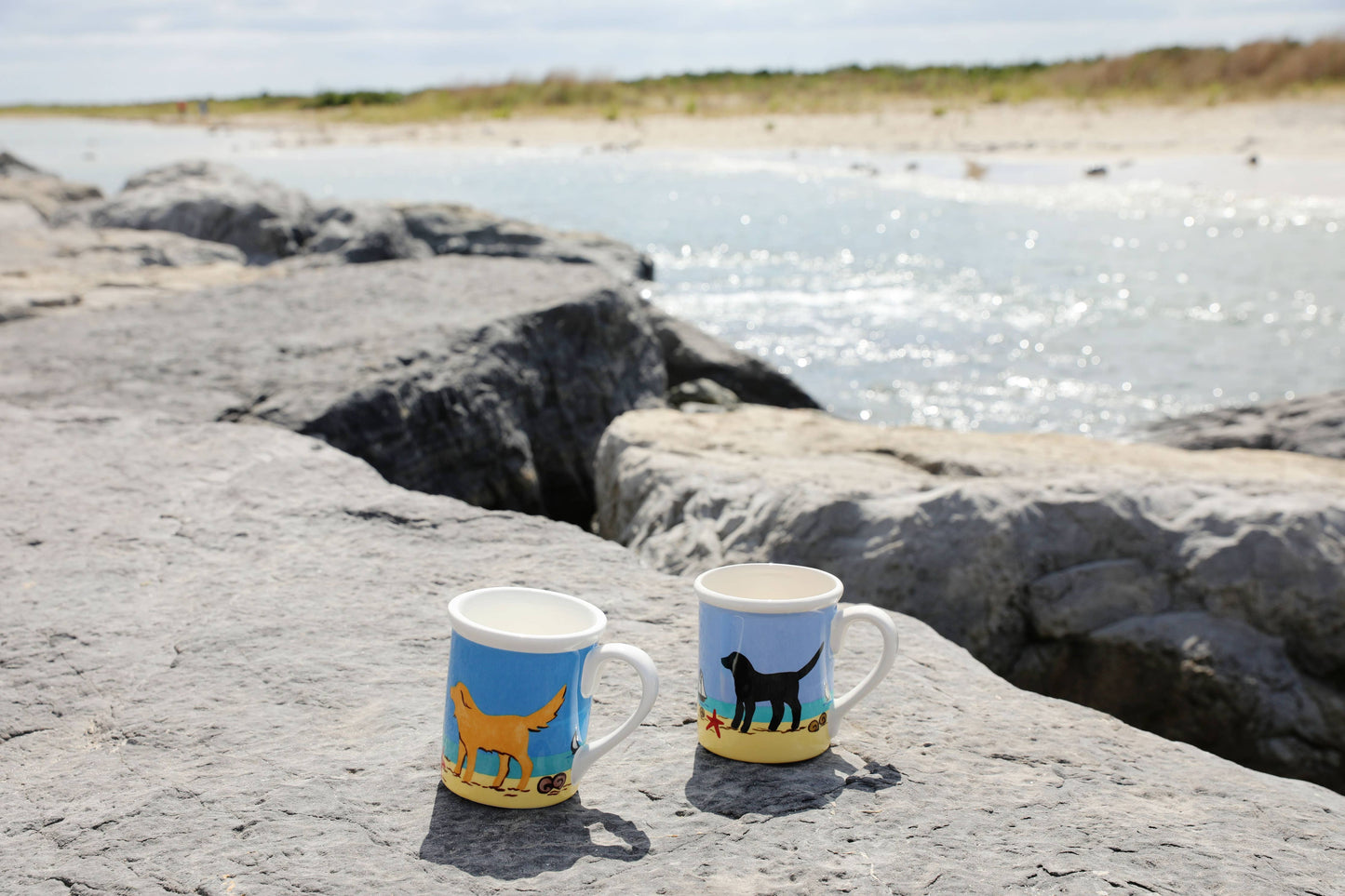 Black Dog on Beach Mug