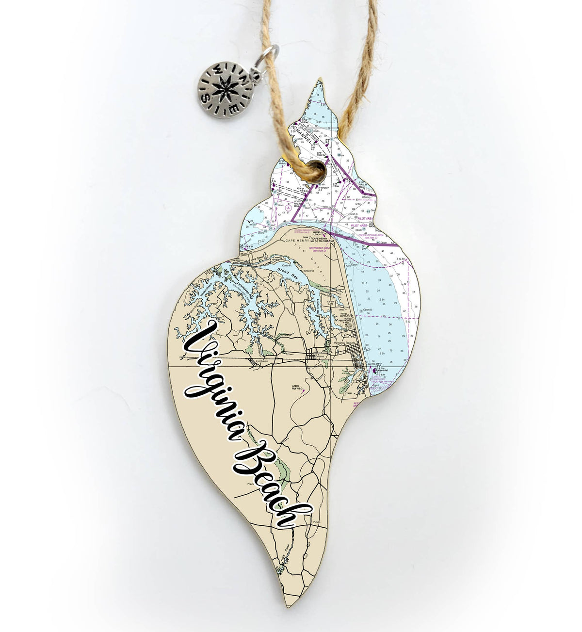 Wood Ornament - Shell Shape - Custom Map Location