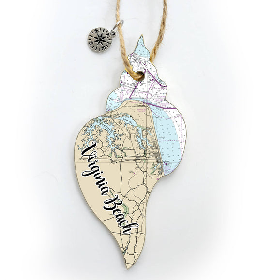 Wood Ornament - Shell Shape - Custom Map Location