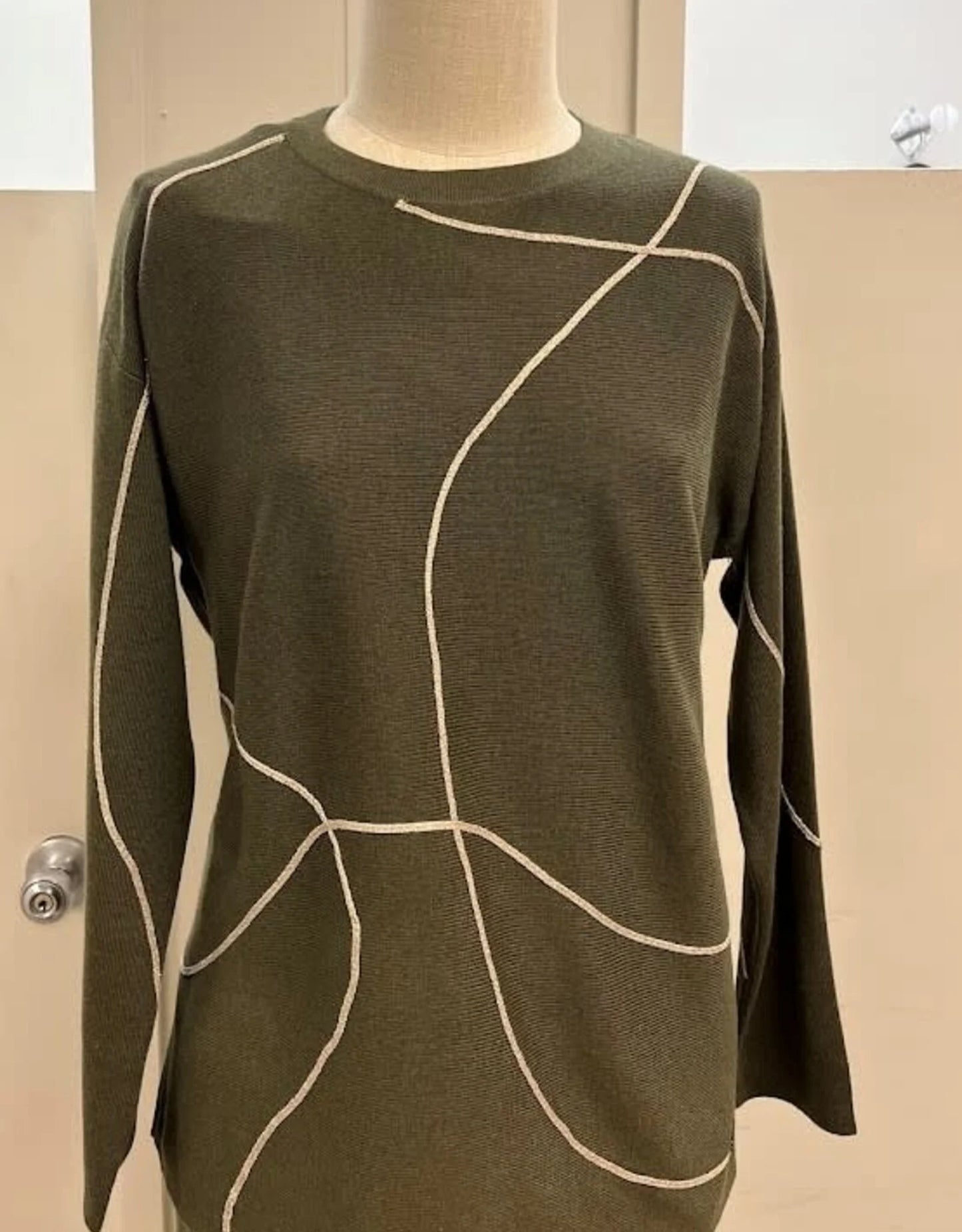 Picadilly Metallic Swirl Top in Capers