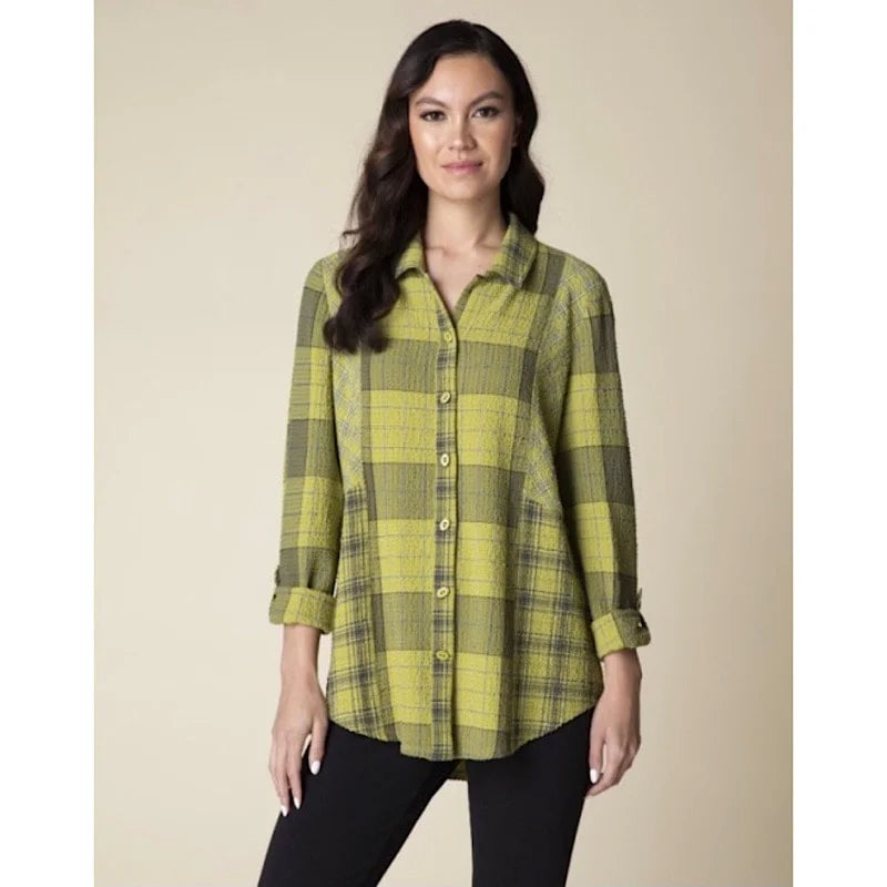 Habitat Plaid Boyfriend Shirt in Pear