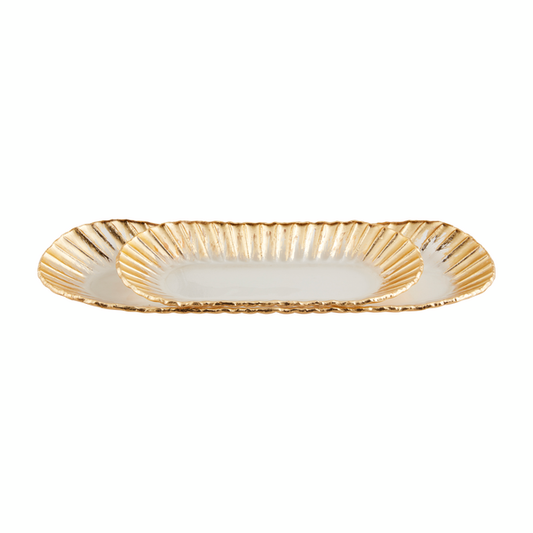 Gold Scalloped Edge Platter Set